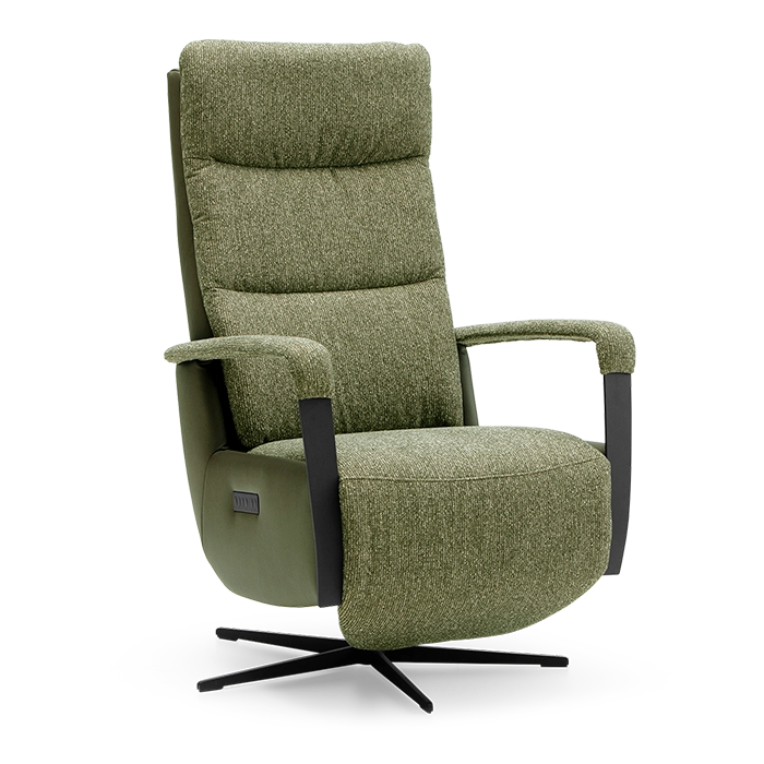 Relaxstoel-Liro-industrieel-stof-leer-combinatie-groen-velderhof
